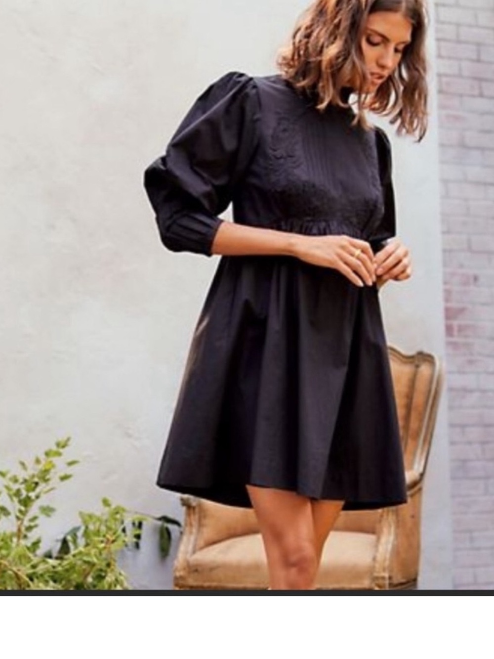 Classic Black Mini Dress with Puff Sleeves